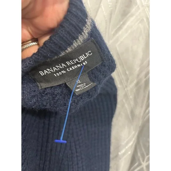 Banana Republic SARNO CASHMERE CREW NECK SWEATER blue